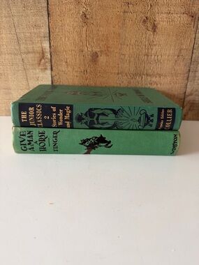 Vintage Green Hardcover Book Stack - Decorative Pair